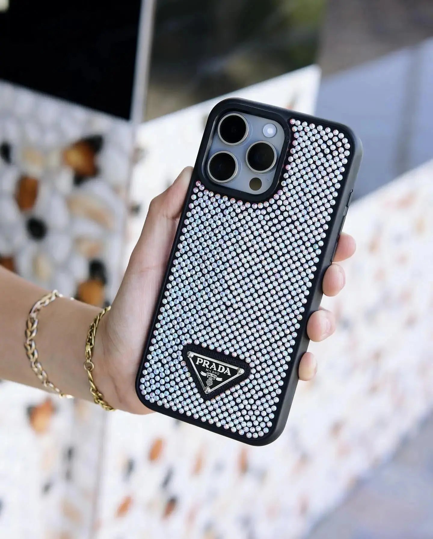 Gray Diamond Prada iPhone 17 Pro Max Case BREATHE