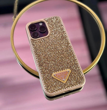Gold Diamond Prada iPhone 17 Pro Max Case BREATHE