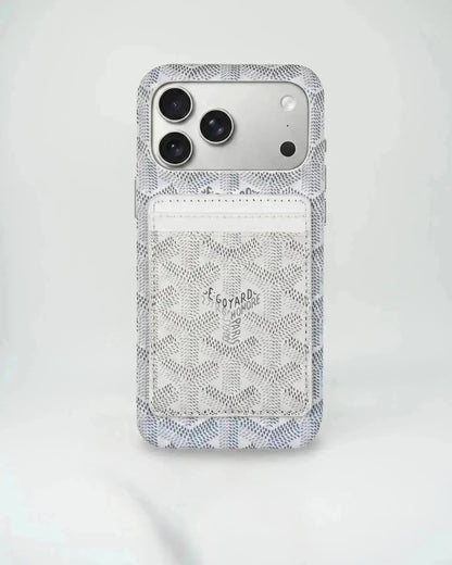 Black Goyard iPhone 17 Pro Max MagSafe Case with Cardholder, Goyard Pattern BREATHE