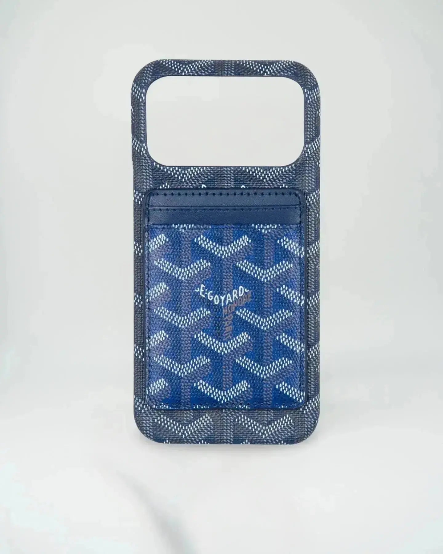 Burgundy Goyard iPhone 17 Pro Max MagSafe Case with Cardholder, Goyard Pattern BREATHE