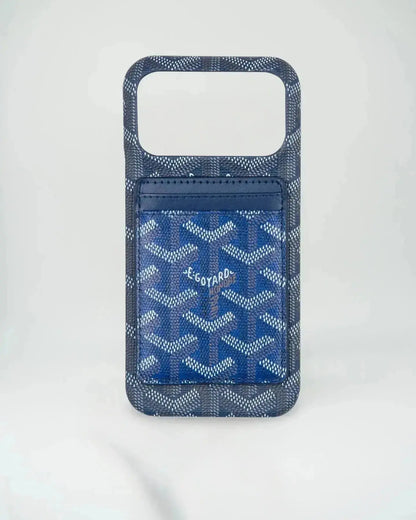 White Goyard iPhone 17 Pro Max MagSafe Case with Cardholder, Goyard Pattern BREATHE