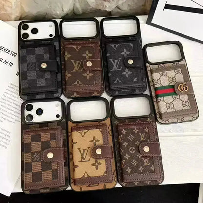 Louis Vuitton iPhone 17 Pro Max Case With Cardholder – Light Tan Card Holder, Luxury Protective Cover BREATHE
