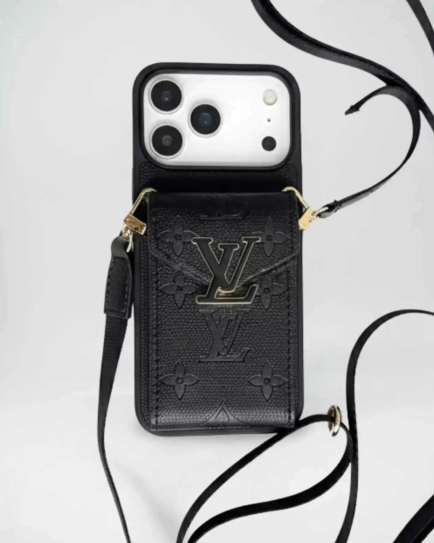 Black Gucci iPhone 17 Pro Max Case with CardHolder - Gucci iPhone case with Strap BREATHE