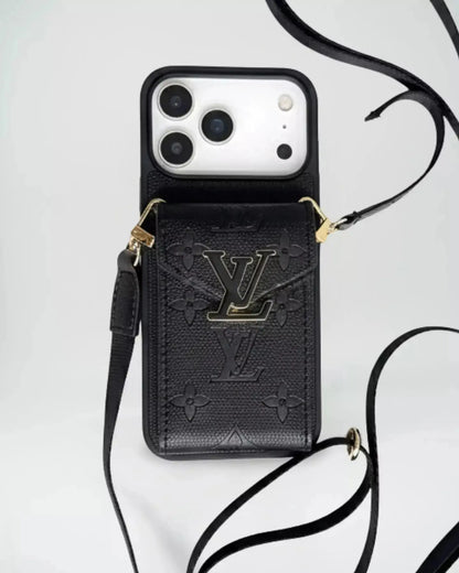 Black Gucci iPhone 17 Pro Max Case with CardHolder - Gucci iPhone case with Strap BREATHE