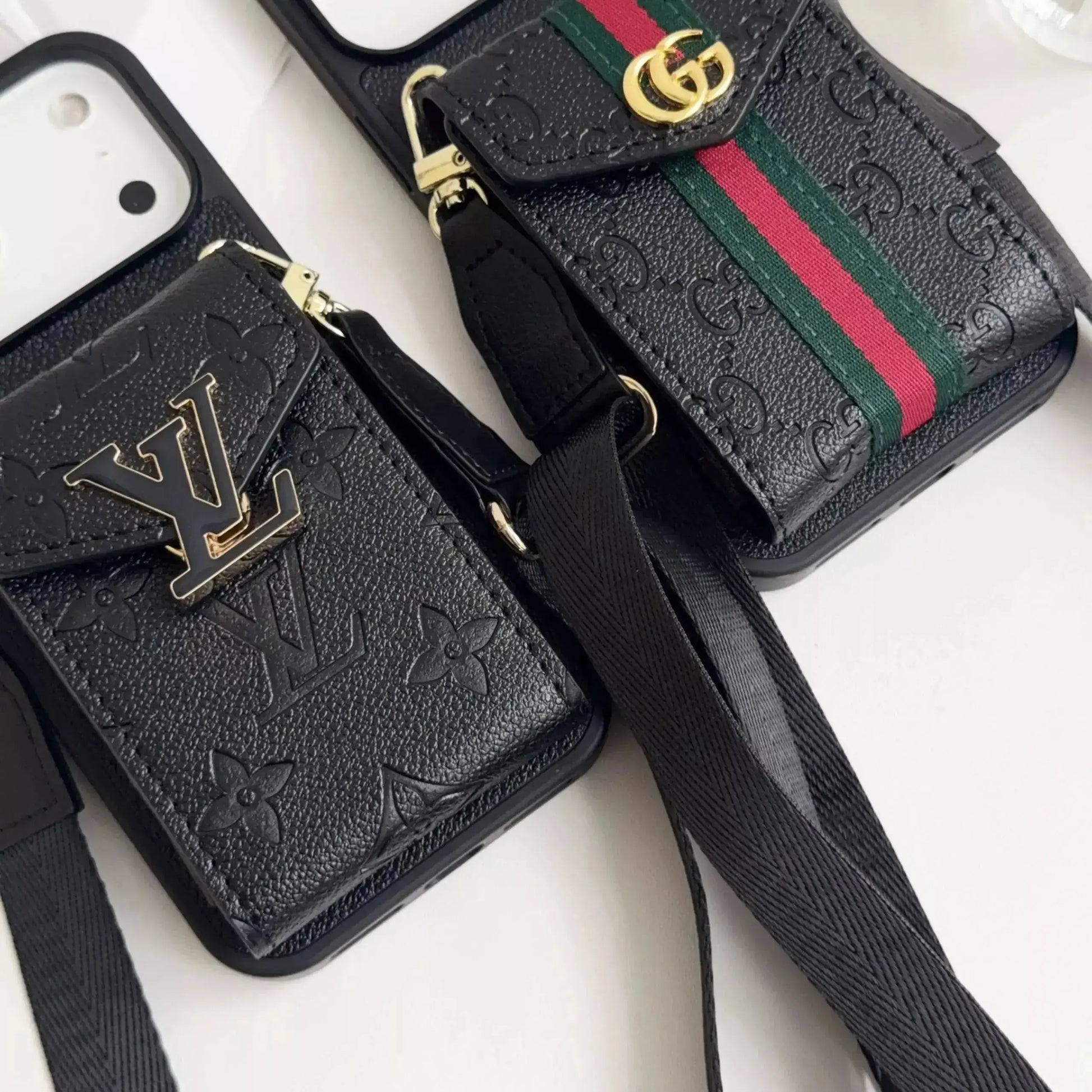 Black Gucci iPhone 17 Pro Max Case with CardHolder - Gucci iPhone case with Strap BREATHE