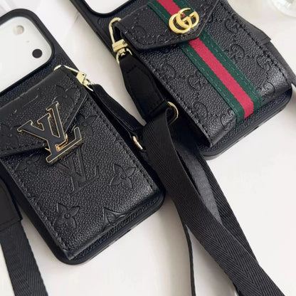 Black Gucci iPhone 17 Pro Max Case with CardHolder - Gucci iPhone case with Strap BREATHE