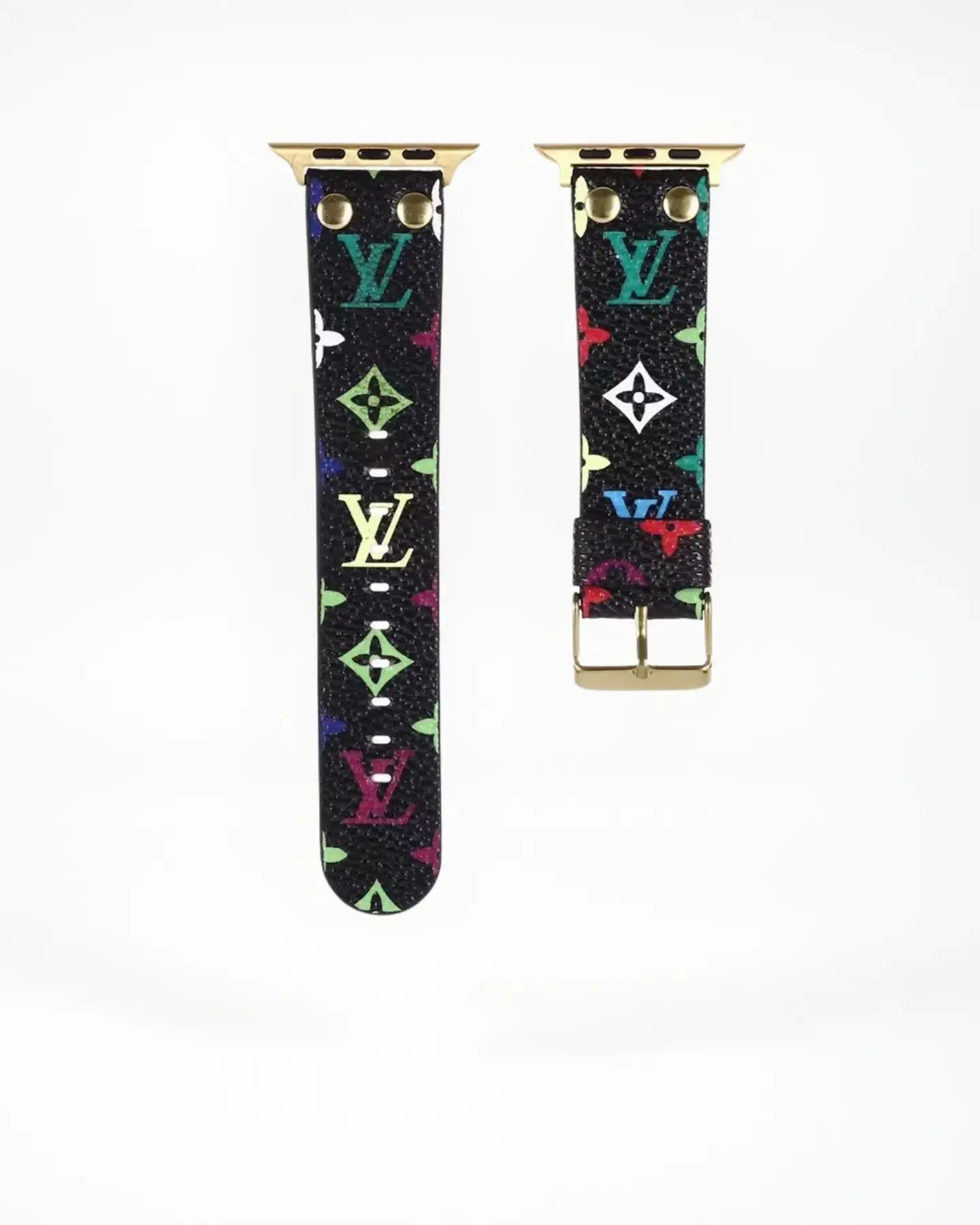 Louis Vuitton Apple Watch Band Tambour Monogram Black Colorful Strap BREATHE