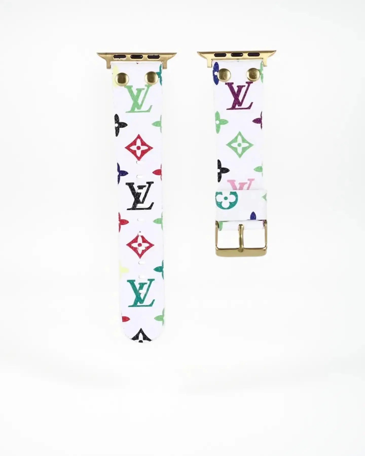 Louis Vuitton Apple Watch Band Tambour Monogram Black Colorful Strap BREATHE