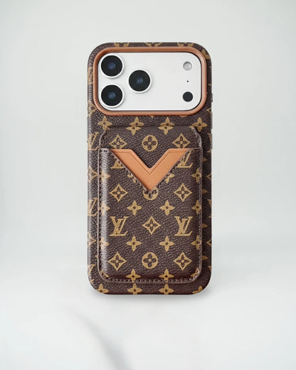 Dark Louis Vuitton iPhone 17 Pro Max Case with cardholder – Classic Monogram Luxury