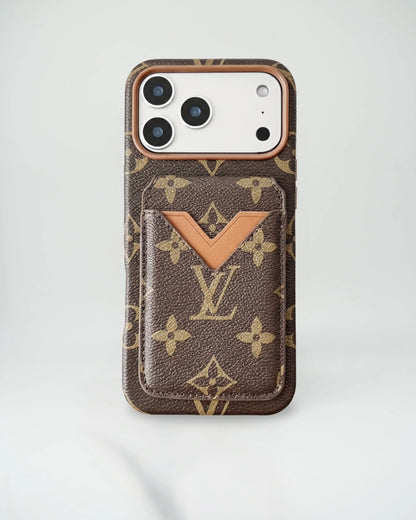 Dark Louis Vuitton iPhone 17 Pro Max Case with cardholder – Classic Monogram Luxury