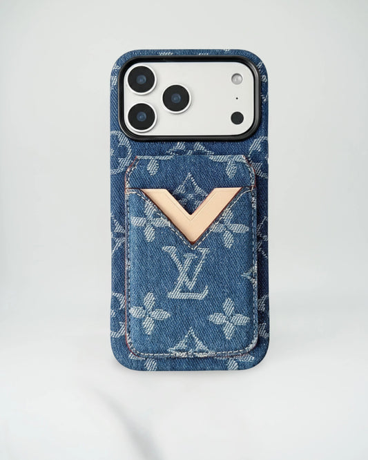Monogram Denim Louis Vuitton iPhone 17 Pro Max Case with cardholder – Classic Monogram Luxury