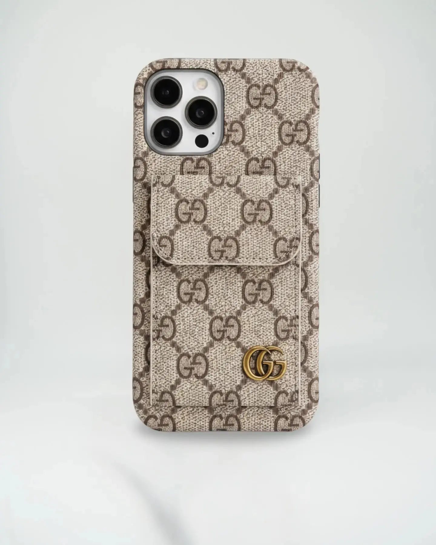 Beige Monogram Gucci iPhone 17 Pro Max Case CardHolder BREATHE