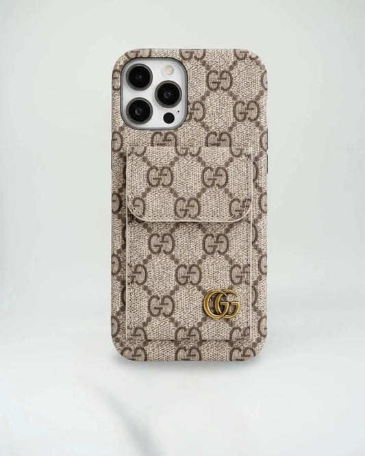 Beige Monogram Gucci iPhone 17 Pro Max Case CardHolder BREATHE
