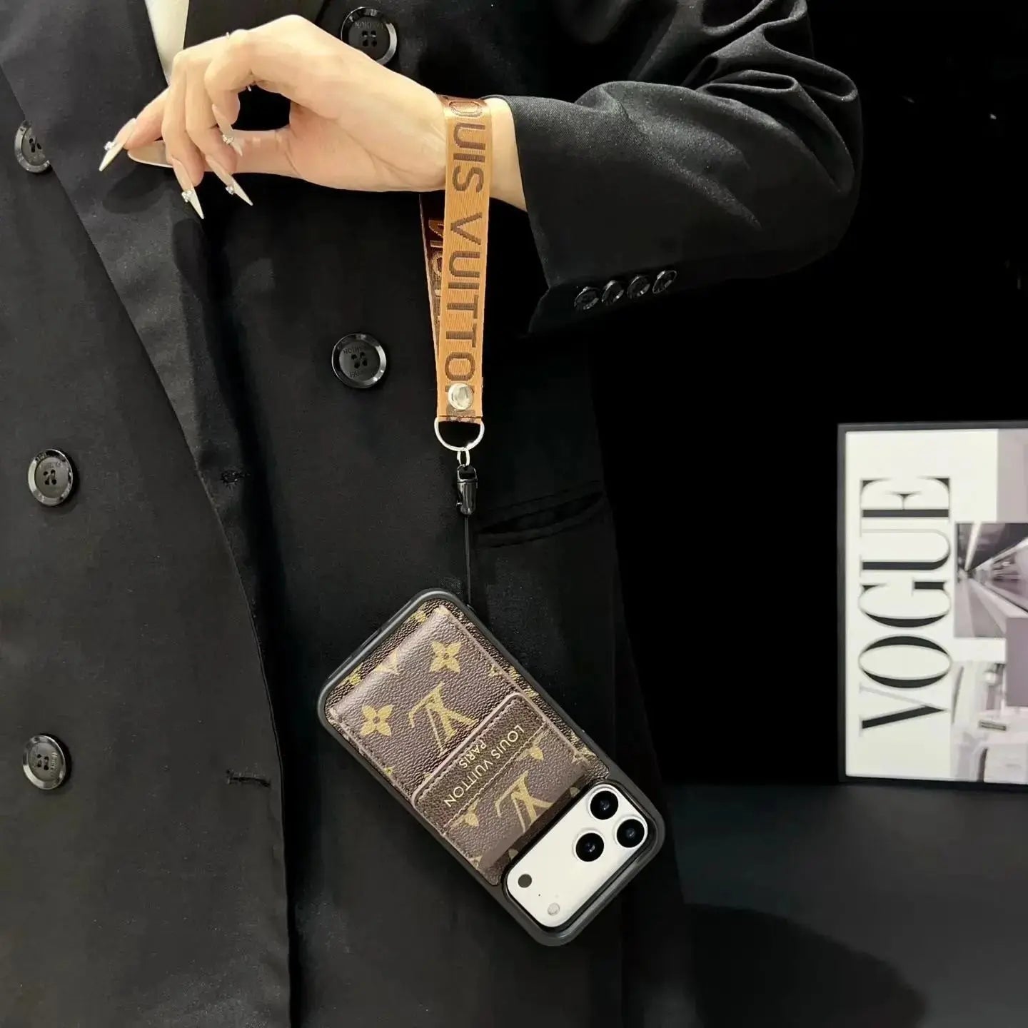 Louis Vuitton iPhone 17 Pro Max Case - LV Classic Small Monogram Wallet & Strap BREATHE