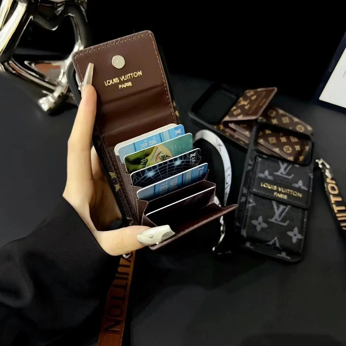 Louis Vuitton iPhone 17 Pro Max Case - LV Classic Small Monogram Wallet & Strap BREATHE