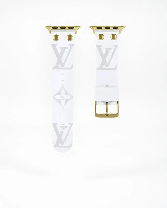 Louis Vuitton Apple Watch Band Series 11 White Monogram With Gold BREATHE