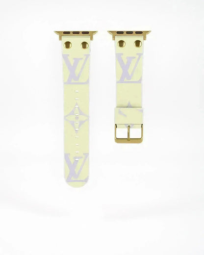 Louis Vuitton Apple Watch Band Series 11 White Monogram With Gold BREATHE