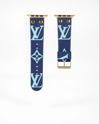 Louis Vuitton Apple Watch Band Blue Monogram With Gold BREATHE