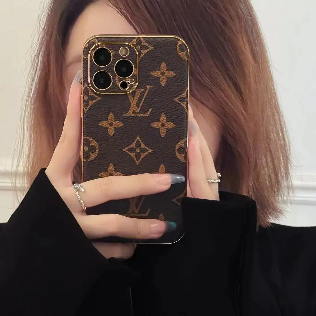 Louis Vuitton iPhone 17 Pro Max Case – Brown Monogram Leather Designer Cover BREATHE