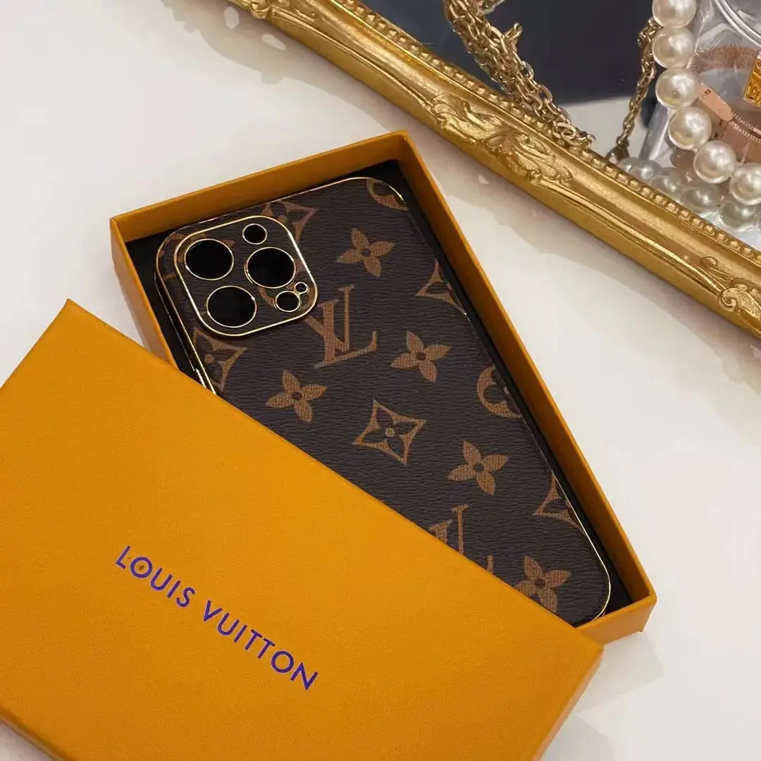 Louis Vuitton iPhone 17 Pro Max Case – Brown Monogram Leather Designer Cover BREATHE