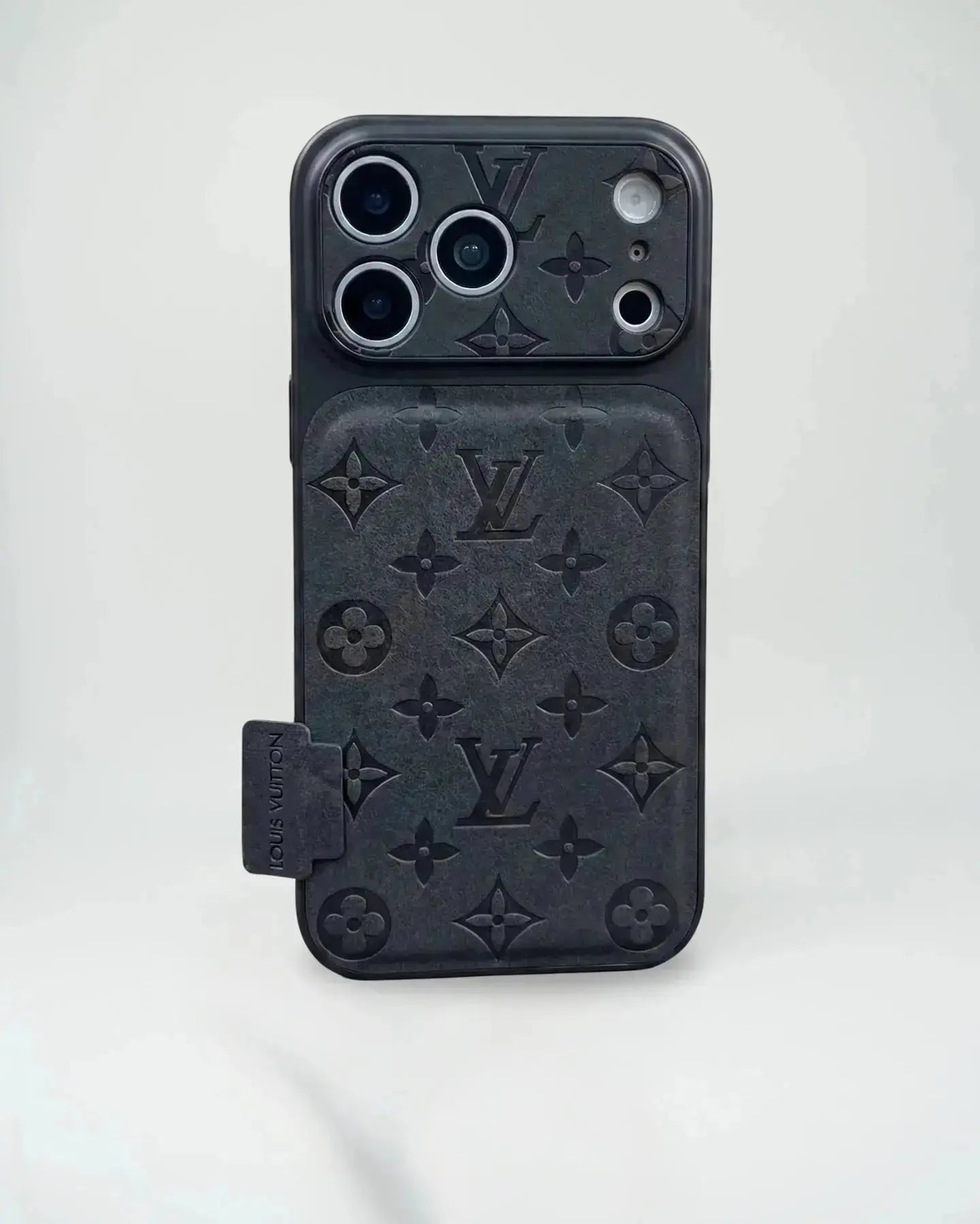 Black Louis Vuitton iPhone 17 Pro Max Case - LV Monogram Shadow BREATHE