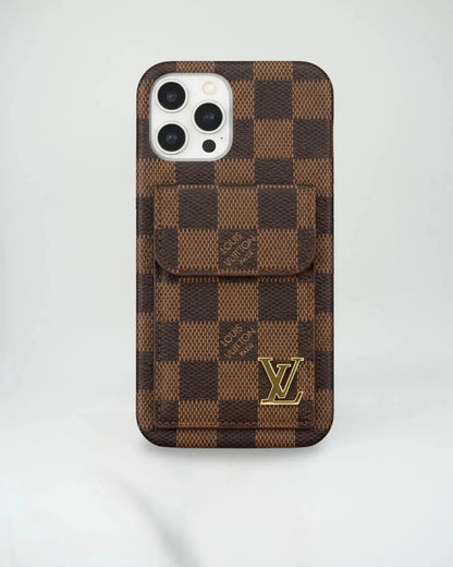 Louis Vuitton iPhone 17 Pro Max Case With CardHolder - Brown Checkered BREATHE
