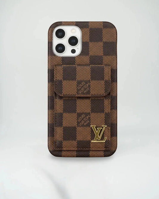 Louis Vuitton iPhone 17 Pro Max Case With CardHolder - Brown Checkered BREATHE