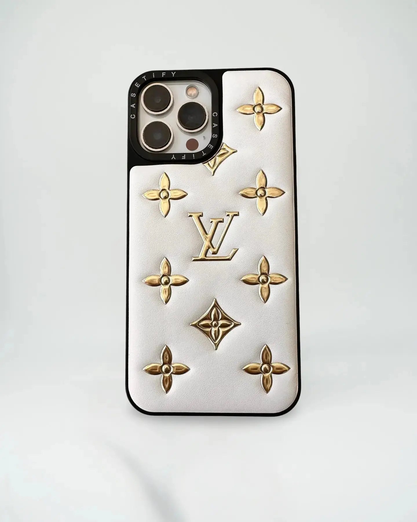White Louis Vuitton iPhone 17 Pro Max Case - Monogram Coussin Chain BREATHE