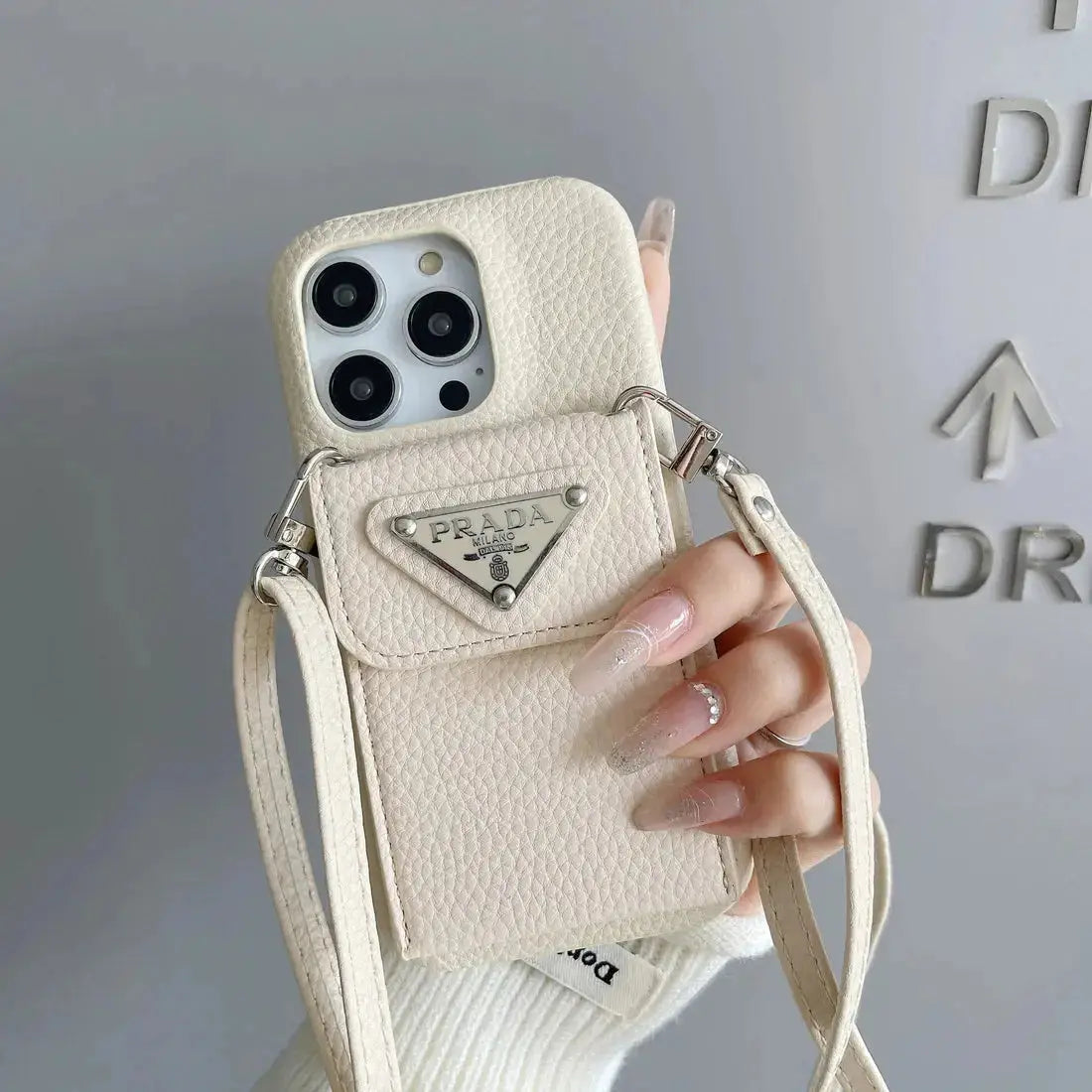 L'Ivoire Prada iPhone 17 Pro Max Case With Strap Crossbody BREATHE