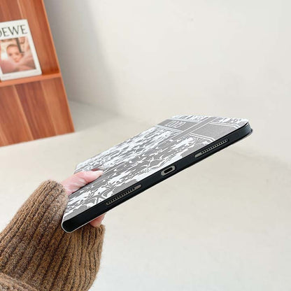 Grey Gucci iPad case with floral pattern luxury tablet cover