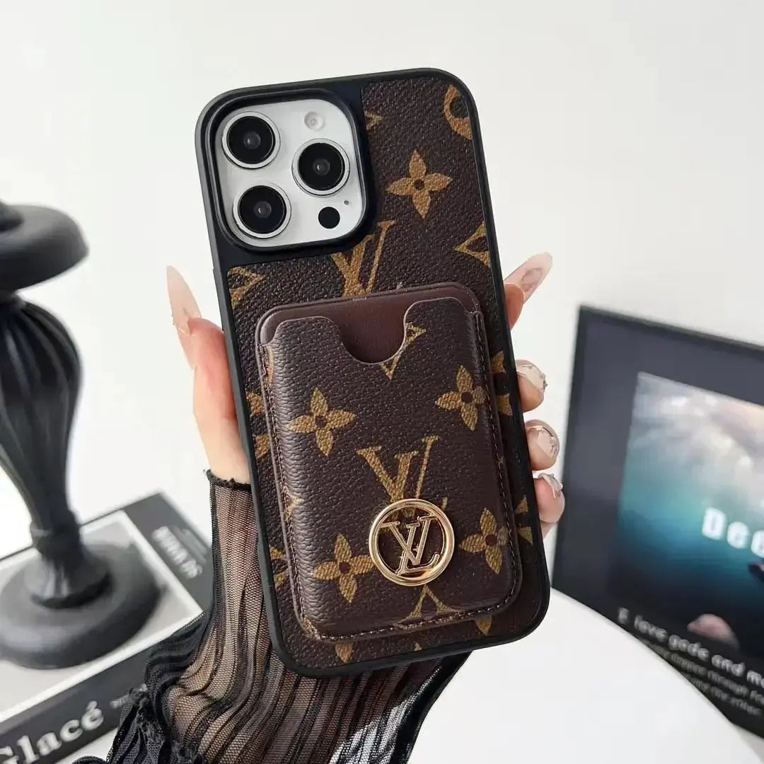 Checkered Leather Louis Vuitton iPhone 17 Pro Max Case with Card Holder BREATHE