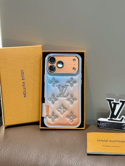 Crystal Summer Louis Vuitton iPhone 17 Pro Case – Ocean Blue Luxury Edition